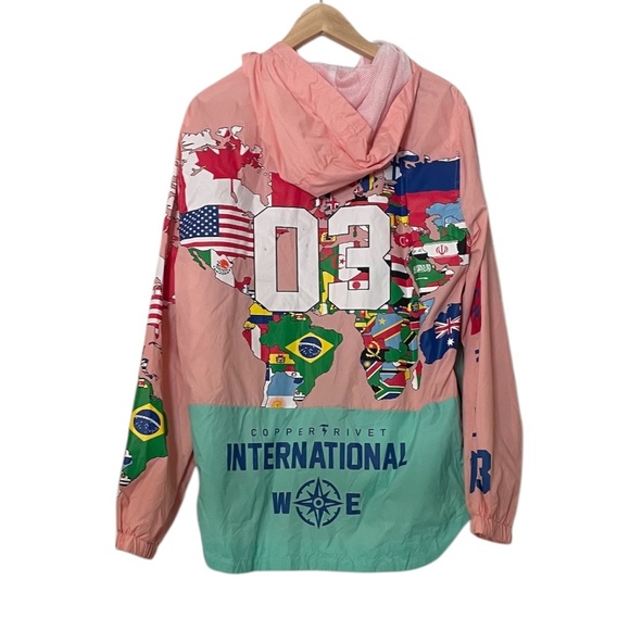 NEW Copper Rivet Denim Factory‎ Half Zip Hooded Multicolored Windbreaker, Large - Picture 4 of 10